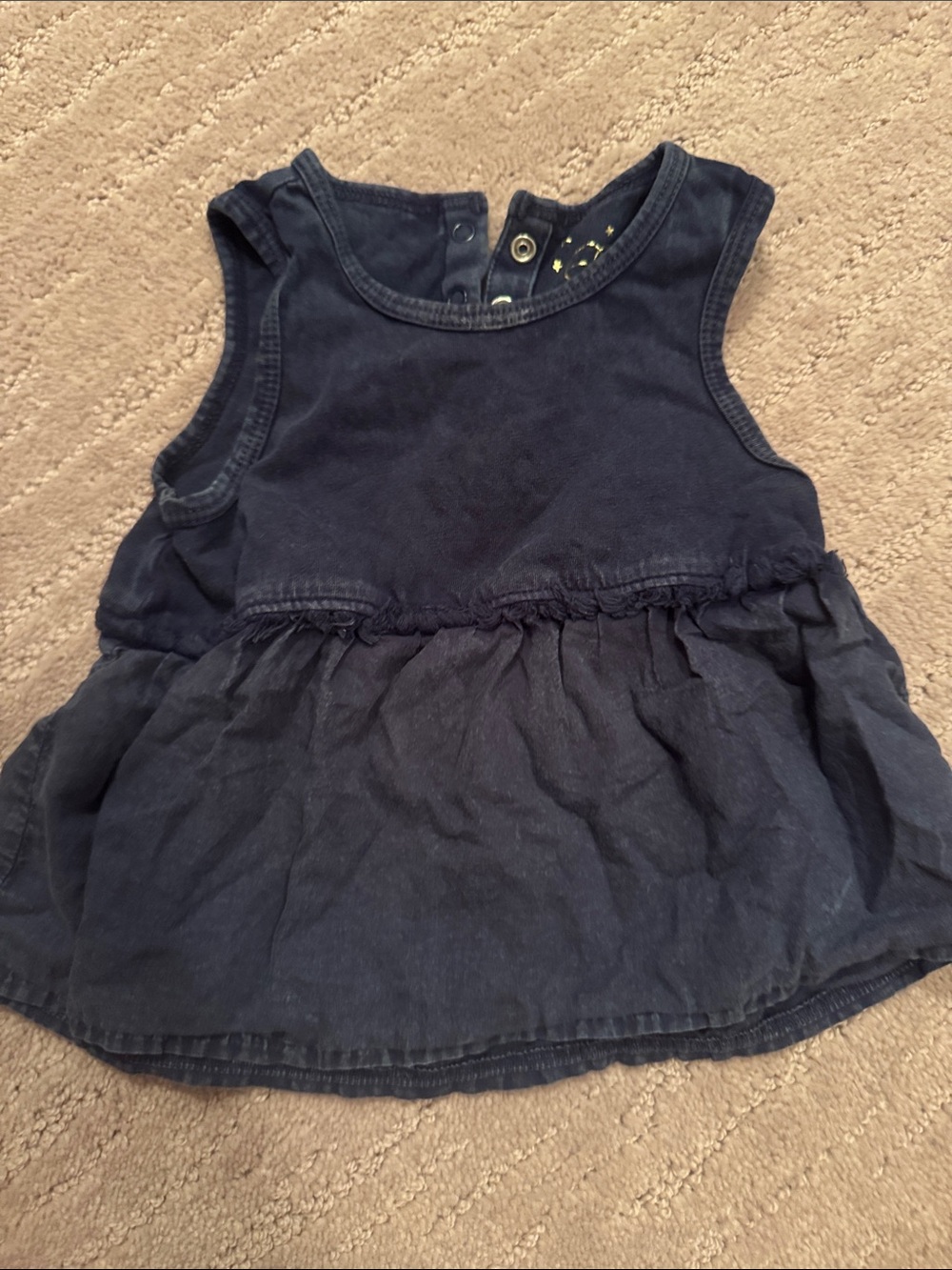 Girls Navy Sleeveless Peplum Tank Top